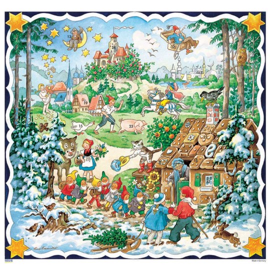 Beautiful Classic Fairytale Square Advent Calendar ~ Germany ~ 11-3/4" x 11-1/4"