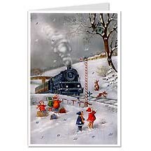 Snowy Locomotive Advent Calendar Card ~ Germany