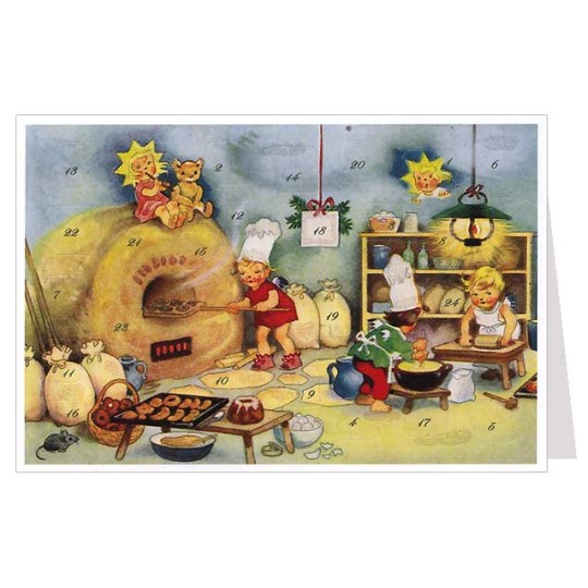 Angels Baking for Christmas Advent Calendar Card ~ Germany