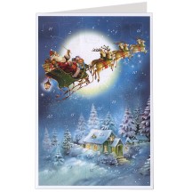 Santa's Flying Sleigh Advent Calendar Card ~ Germany