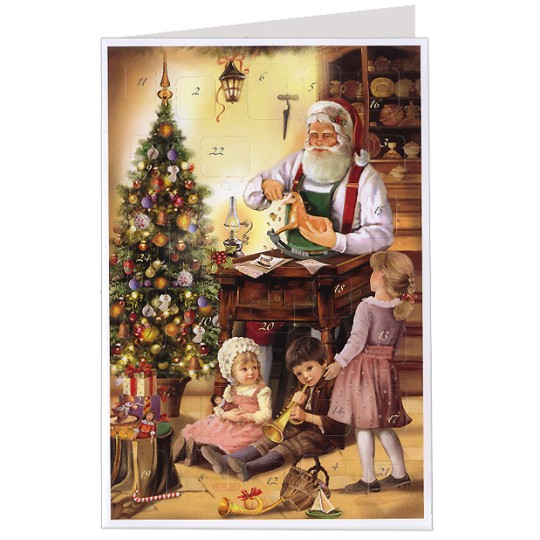 Santa's Workshop Advent Calendar Card ~ Germany