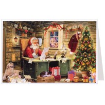 Santa Checking His List Advent Calendar Card ~ Germany
