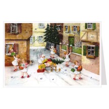 Angels Delivering Gifts Advent Calendar Card ~ Germany
