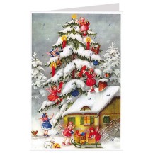 Angels with Tree Candles Advent Calendar Card ~ Germany