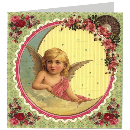 Angels with Moon Advent Calendar Christmas Card ~ Germany ~ 6-1/2"