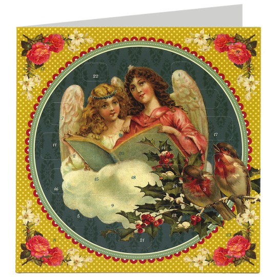 Angels with Birds Advent Calendar Christmas Card ~ Germany ~ 6-1/2"
