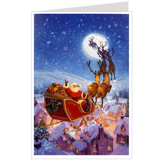 Santa's Sleigh Advent Calendar Card ~ Germany