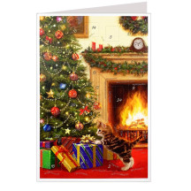 Kitten Christmas Tree Advent Calendar Card ~ Germany