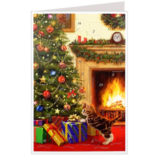 Kitten Christmas Tree Advent Calendar Card ~ Germany