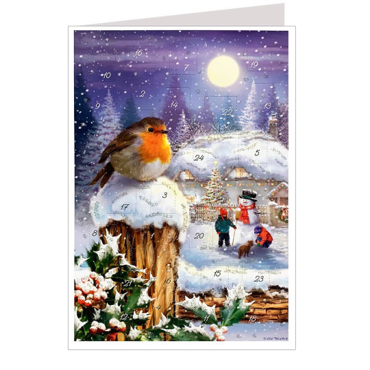 Christmas Robin Advent Calendar Card ~ Germany