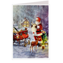 Santa Checks His List Advent Calendar Card ~ Germany