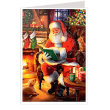 Santa by the Fireplace Advent Calendar Card ~ Germany