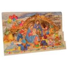 Large Colorful Children's Nativity Advent Calendar from Spain ~ 16-1/4" wide