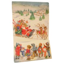 Large Santa with Snowy Sled Advent Calendar from Spain ~ 15-1/2" tall