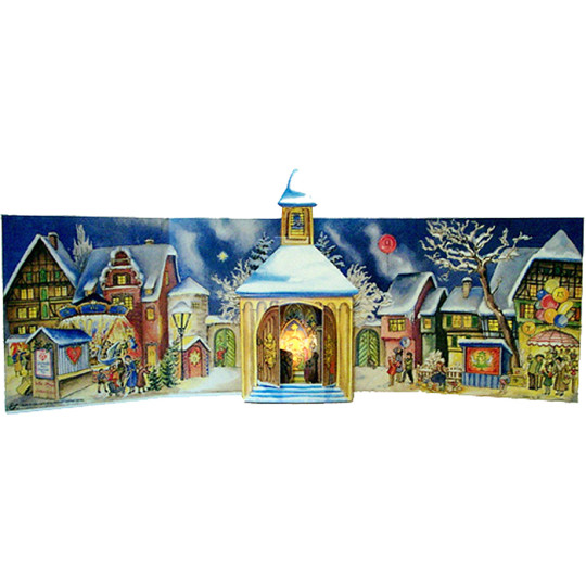 Village Church Standing Advent Calendar from Germany