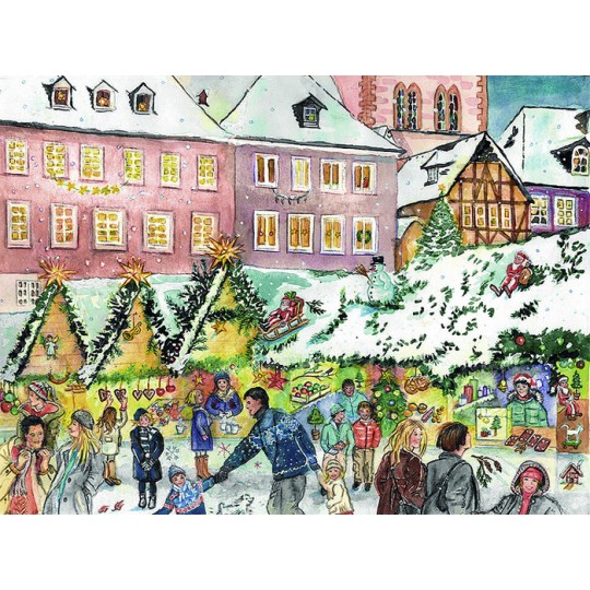 Village Christmas Market Advent Calendar ~ 14-1/2" x 10-1/4"