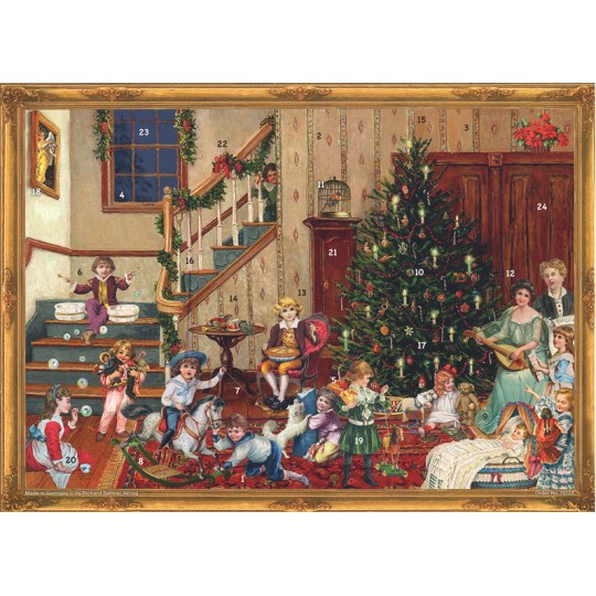 Christmas Eve Victorian Family Paper Advent Calendar ~ 14" x 10"