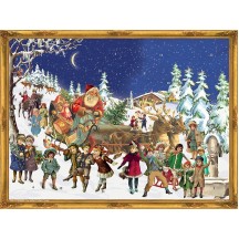 Santa's Arrival Victorian Style Advent Calendar ~ 14" x 10"