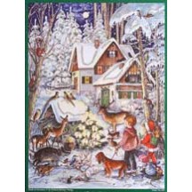 Snowy Cottage Vintage Style Advent Calendar ~ 11-1/4" x 8-1/4"