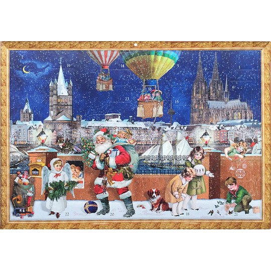 WDM419089 Large 3D Christmas Advent Calendar - From The Caltime Range Glitter Varnish - Father Christmas & Friends