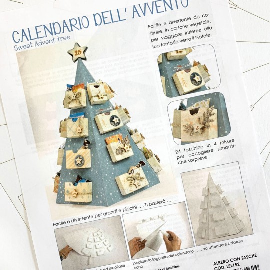 DIY Advent Calendar Tree with 24 Pockets for Small Treats ~ Italy ~ 12" tall x 9-1/2" wide