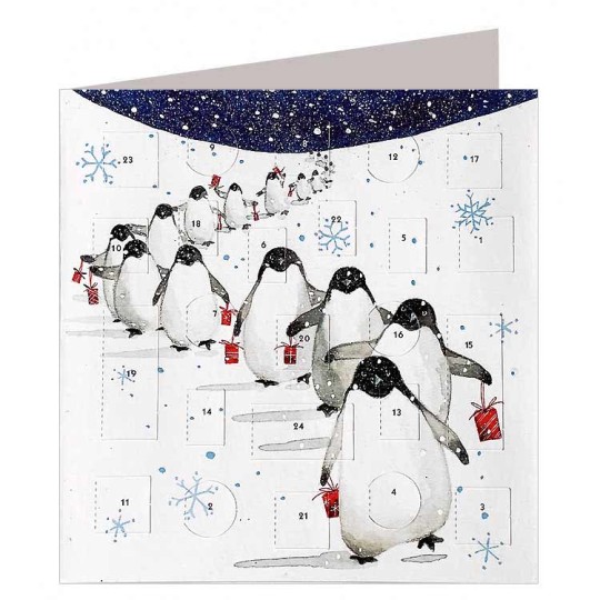 Penguins' Procession Advent Calendar Card ~ England