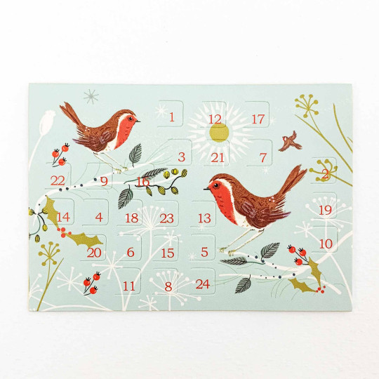 Miniature Christmas Birds Advent Calendar Gift Card ~ 3-3/8" x 2-3/8"