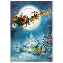 Santa with His Sleigh and Reindeer Paper Advent Calendar