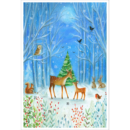 Nordic Woodland Animals Christmas Tree Paper Advent Calendar ~ 8-1/4" x 11-5/8" 