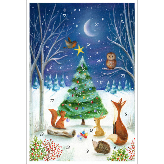 Nordic Woodland Animals Christmas Tree Paper Advent Calendar ~ 8-1/4" x 11-5/8" 