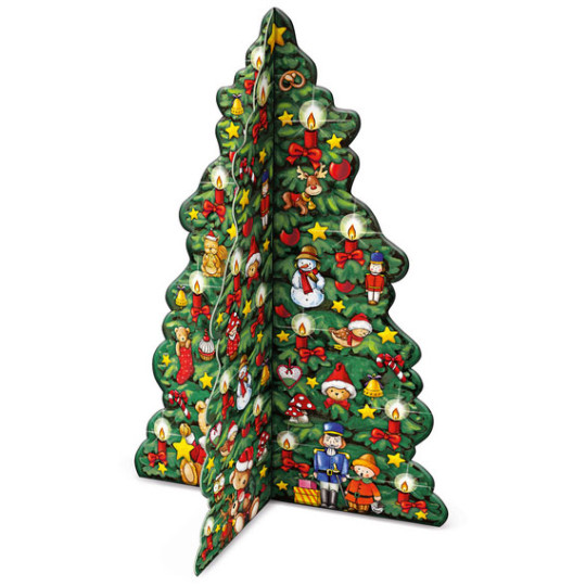 Colorful Christmas Tree Standing Advent Calendar ~ 13-1/2" x 10-1/4" x 10-1/4" 