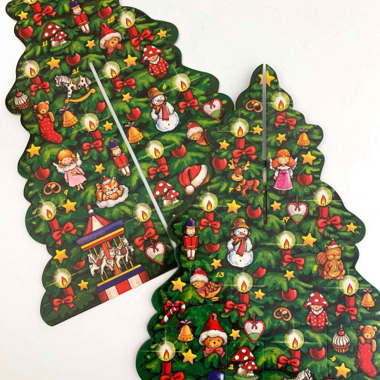 Colorful Christmas Tree Standing Advent Calendar ~ 13-1/2" x 10-1/4" x 10-1/4" 