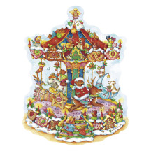 Christmas Carousel XL Paper Advent Calendar ~ Germany ~ 19-5/8" x 14-1/2"