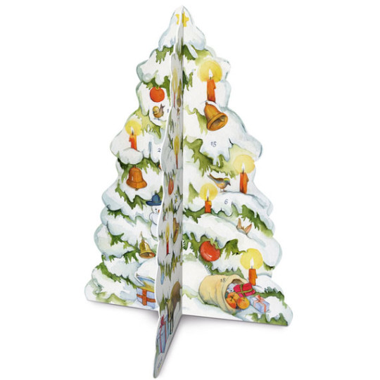 Winter Christmas Tree Standing Advent Calendar ~ 13-1/2" x 10-1/4" x 10-1/4" 
