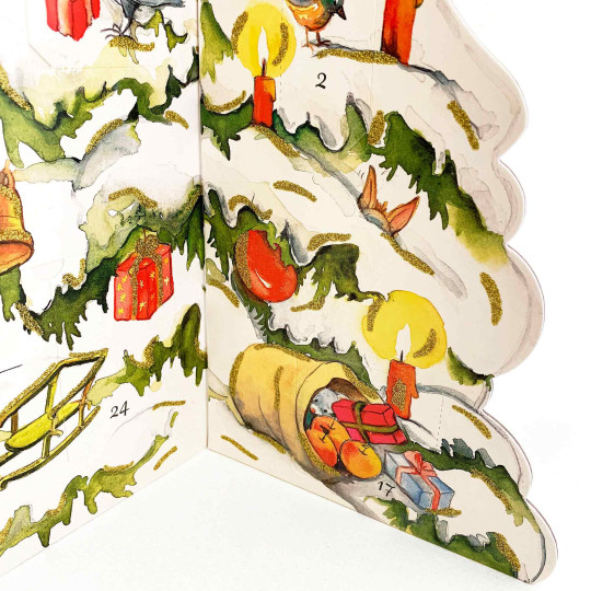 Winter Christmas Tree Standing Advent Calendar ~ 13-1/2" x 10-1/4" x 10-1/4" 