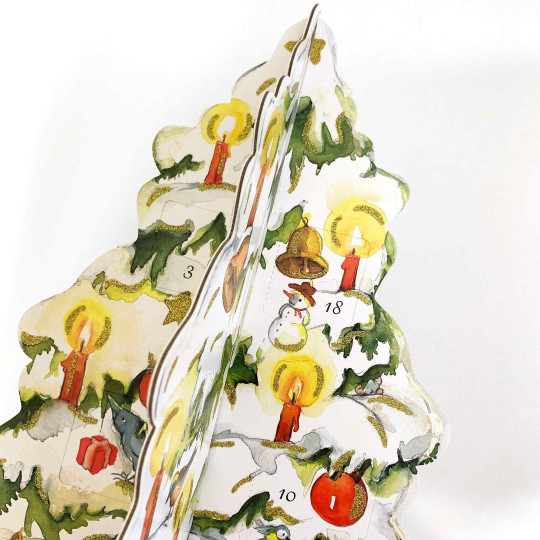 Winter Christmas Tree Standing Advent Calendar ~ 13-1/2" x 10-1/4" x 10-1/4" 