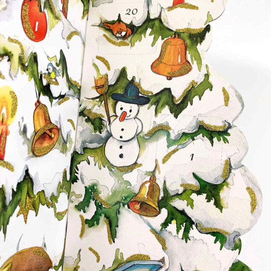 Winter Christmas Tree Standing Advent Calendar ~ 13-1/2" x 10-1/4" x 10-1/4" 