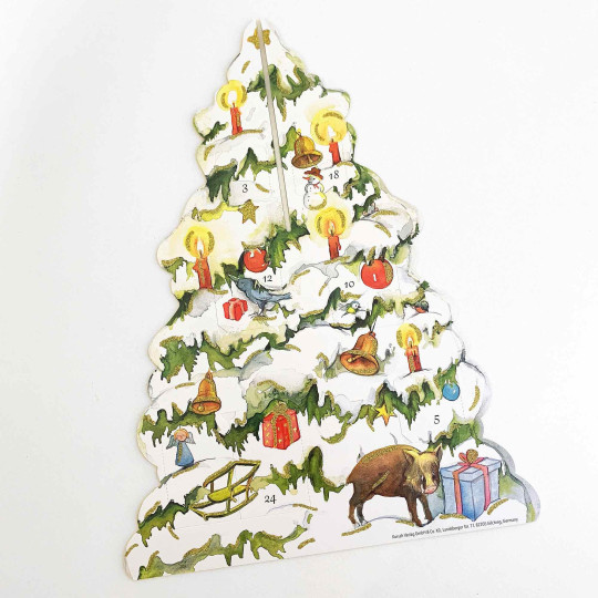 Winter Christmas Tree Standing Advent Calendar ~ 13-1/2" x 10-1/4" x 10-1/4" 