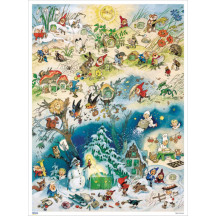 Gnomes Christmas Prep Large Paper Advent Calendar ~ Germany ~ 15-1/2" x 11"