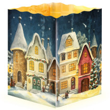 Snowy Village Paper Lantern Advent Calendar ~ 8-1/4" x 5-3/4" x 5-3/4" 