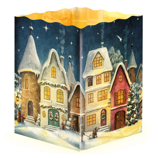 Snowy Village Paper Lantern Advent Calendar ~ 8-1/4" x 5-3/4" x 5-3/4" 
