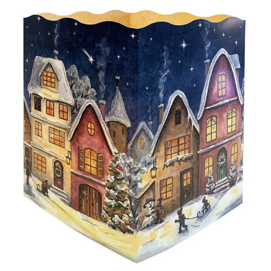 Snowy Village Paper Lantern Advent Calendar ~ 8-1/4" x 5-3/4" x 5-3/4" 