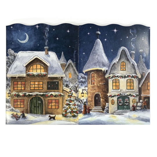 Snowy Village Paper Lantern Advent Calendar ~ 8-1/4" x 5-3/4" x 5-3/4" 