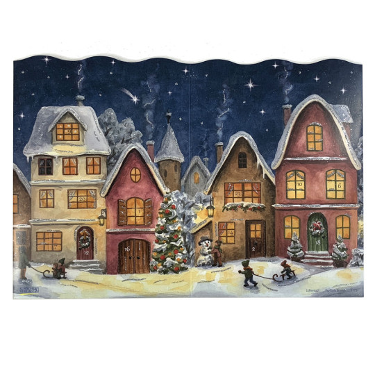 Snowy Village Paper Lantern Advent Calendar ~ 8-1/4" x 5-3/4" x 5-3/4" 