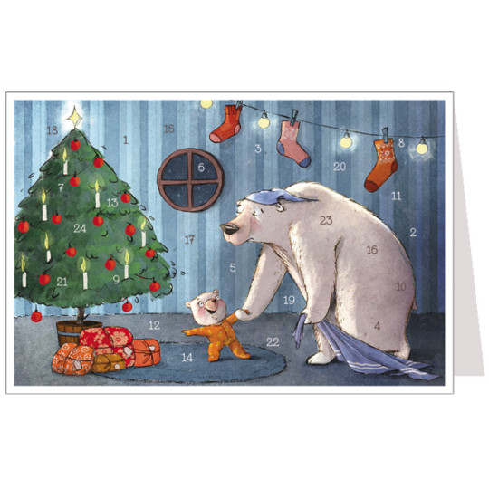 Sleepy Polar Bear Dad Advent Calendar Card ~ Germany