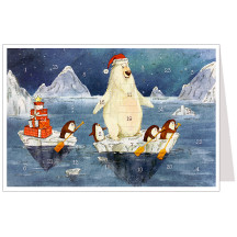 Polar Bear and Penguins Gift Delivery Advent Calendar Card ~ Germany