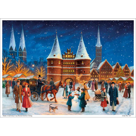 Christmas at Holsten Gate Lubeck Advent Calendar ~16-1/2" x 11-1/2"