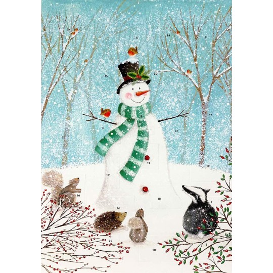 Festive Snowman and Animals Advent Calendar ~ England ~ 12-3/4" x 9-3/4"