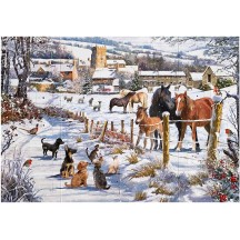 Country Animals Christmas Advent Calendar ~ England ~ 12-3/4" x 9-3/4"