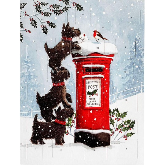 Scotty Dog Post Box Christmas Advent Calendar ~ England ~ 12-3/4" x 9-3/4"